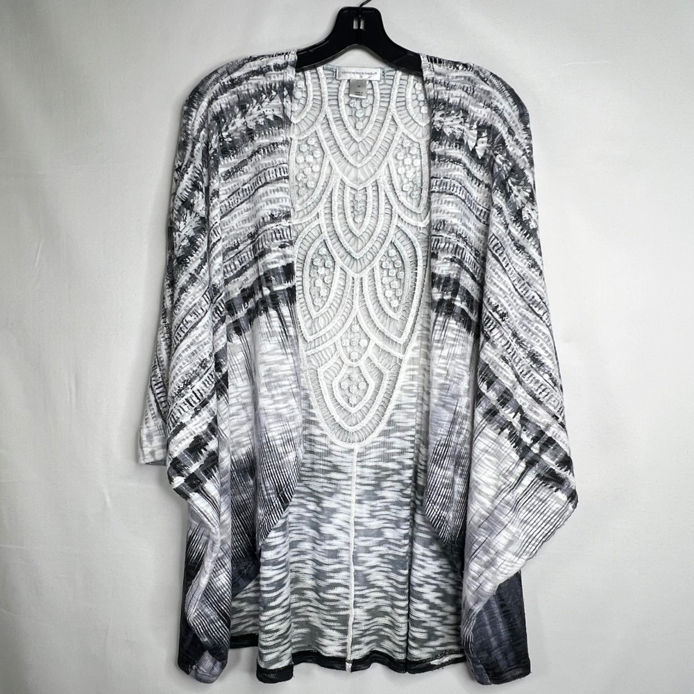 Christopher & Banks Kimono Cardigan Womens XL Gray Lace Back Boho Festival Flowy